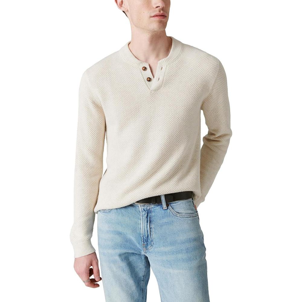 imageLucky Brand Mens Mens Cloud Soft Henley SweaterStraw Heather
