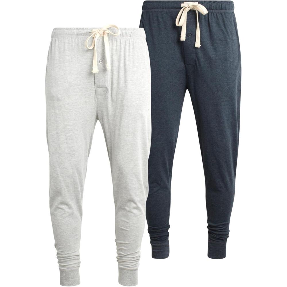 imageLucky Brand Mens Pajama Pants  2 Pack Micro Suede Knit Bottom Joggers for Men with Side Pocket  Mens Lounge Pants SXLIndigoHeather Grey