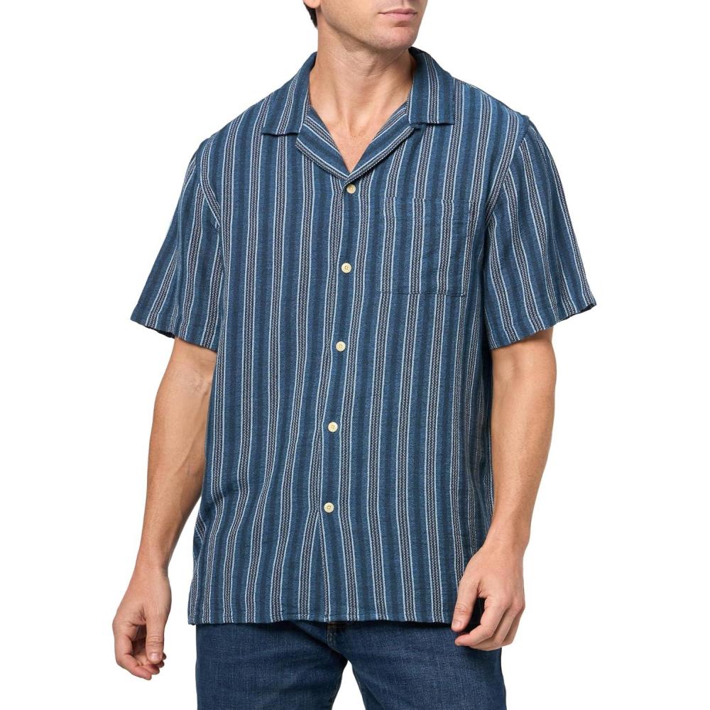 imageLucky Brand Mens Short Sleeve Camp Collar ShirtBlue Multi