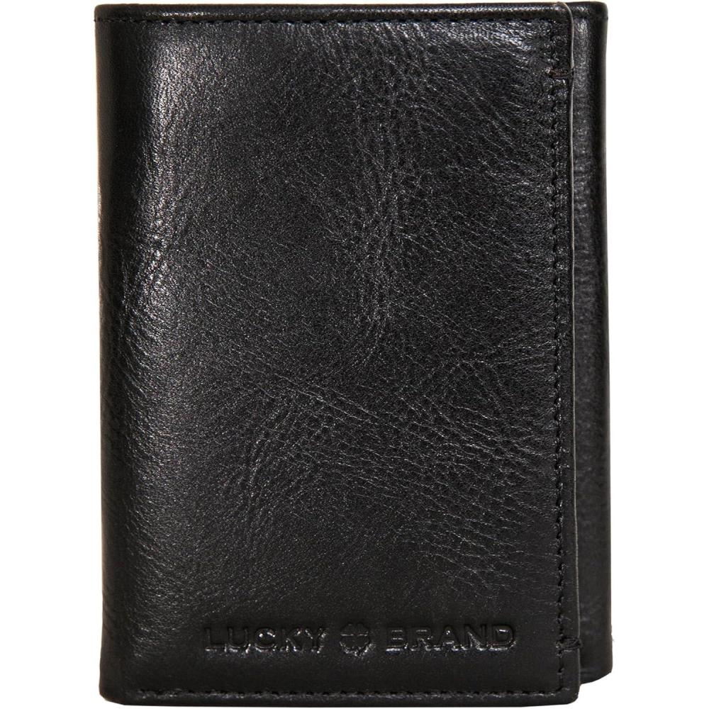 imageLucky Brand Mens Trifold Wallet  Id Window  Card Slots  Leather  Organization  Durable  StylishSmooth Leather  Black