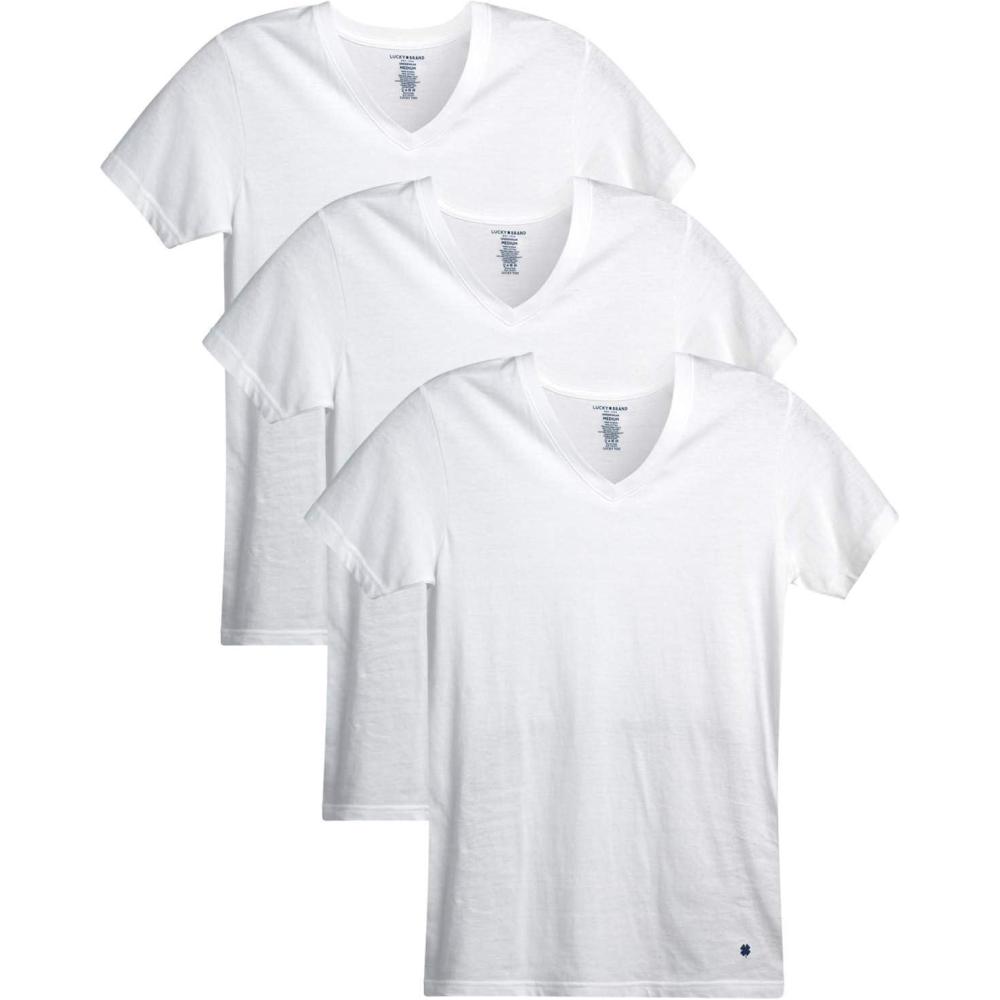 imageLucky Brand Mens Undershirt  3 Pack Slim Fit Short Sleeve Mens TShirts SXLV White