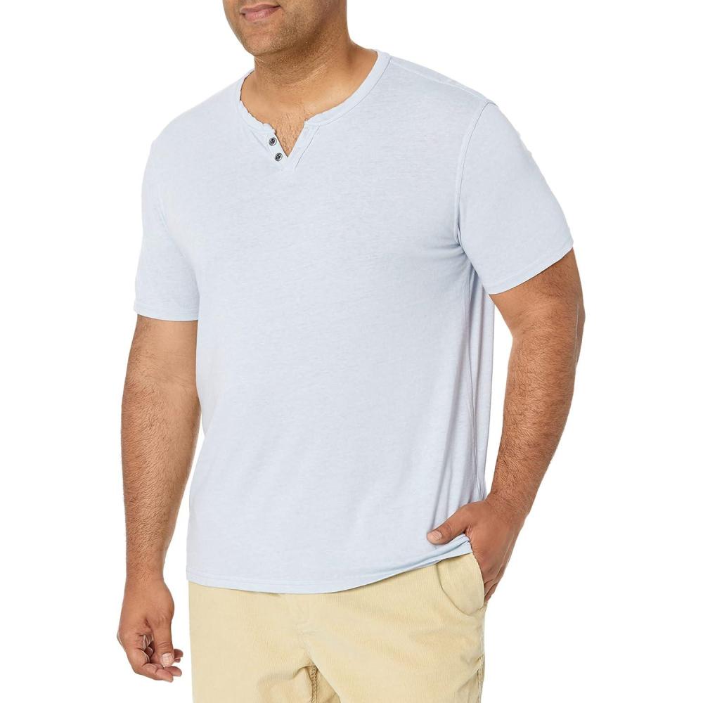 imageLucky Brand Mens Venice Burnout Notch Neck Tee ShirtBlue Fog