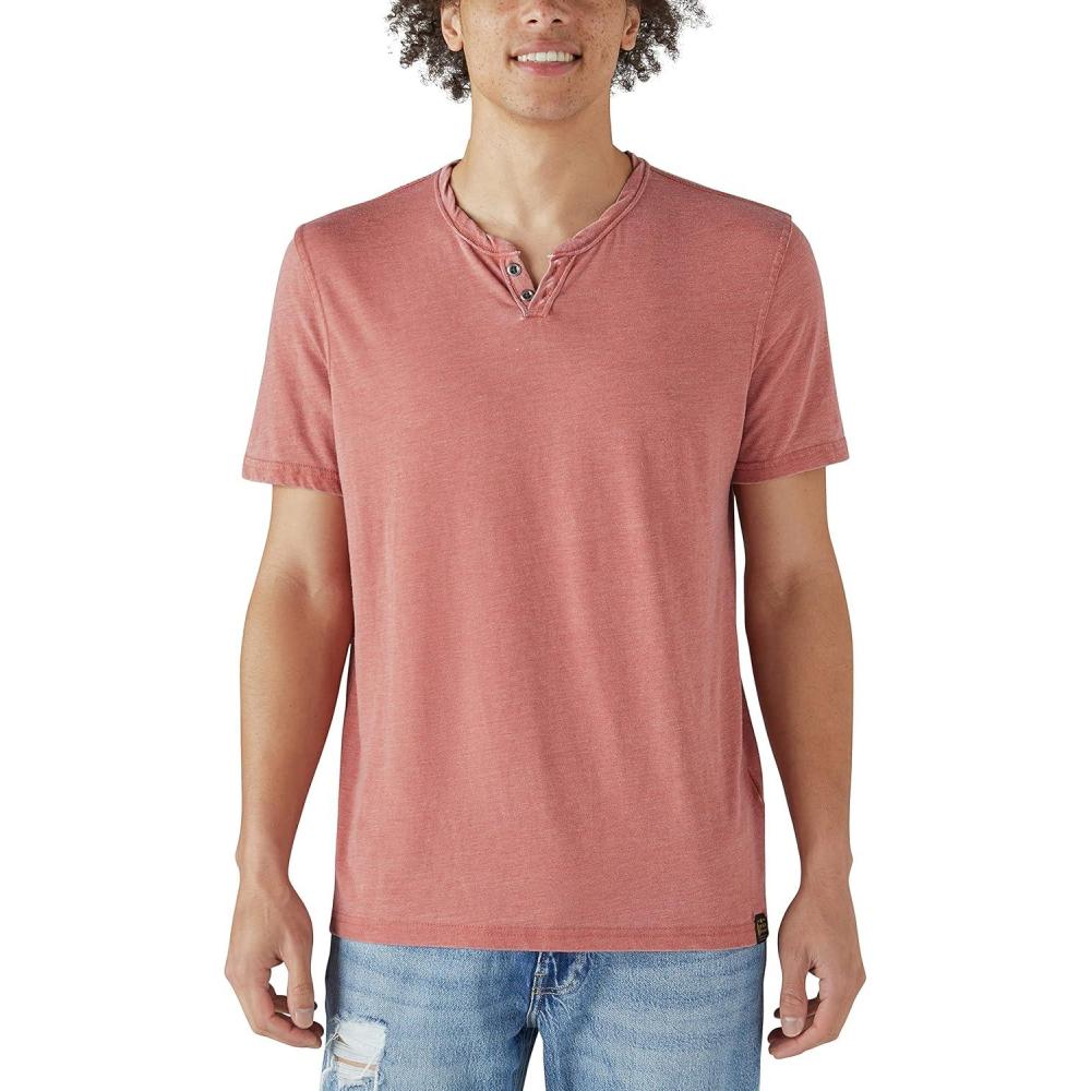 imageLucky Brand Mens Venice Burnout Notch Neck Tee ShirtCowhide