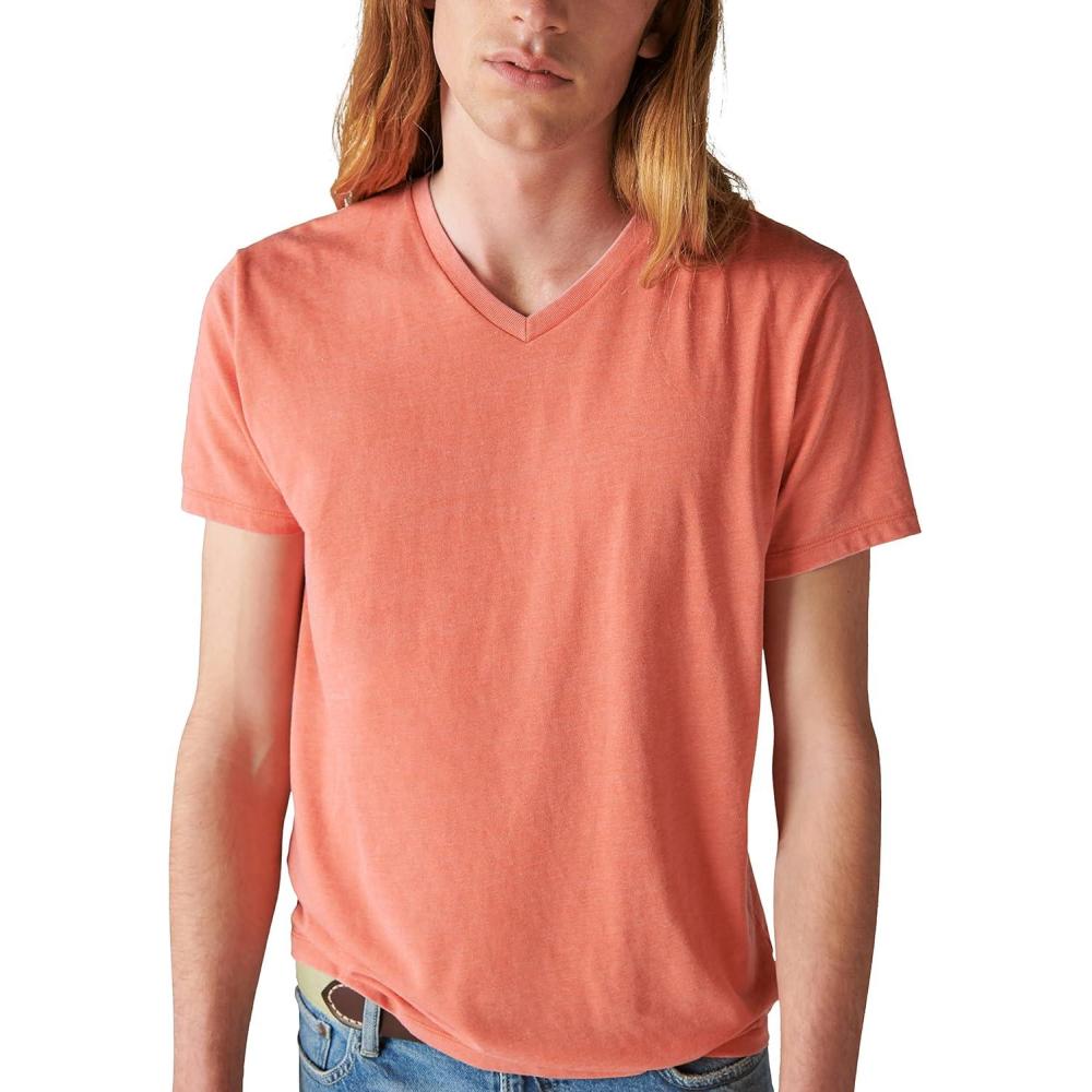 imageLucky Brand Mens Venice Burnout V Neck TeeBurnt Ochre