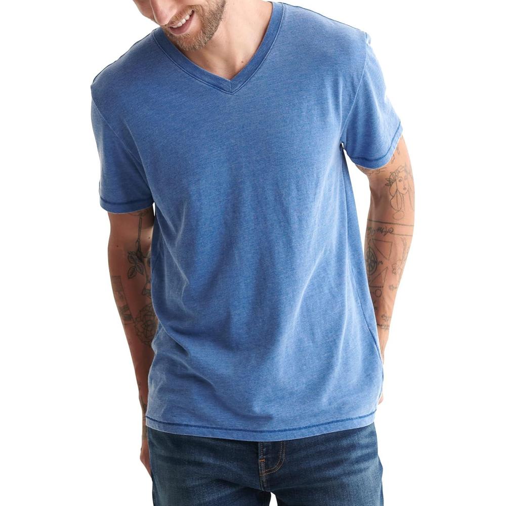 imageLucky Brand Mens Venice Burnout V Neck TeeMonaco Blue