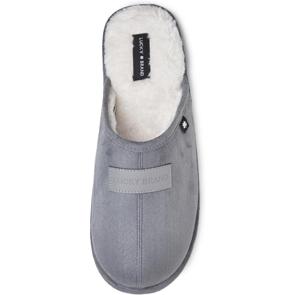 imageLucky Brand MicroSuede Scuff Indoor Slippers for Men with Plush LiningGrey