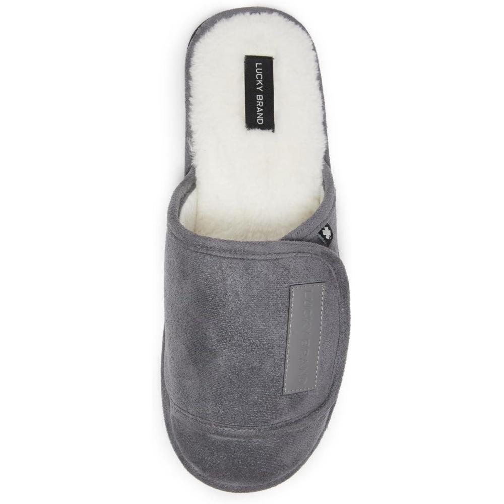 imageLucky Brand MicroSuede Scuff Indoor Slippers for Men with Plush LiningGrey Flap