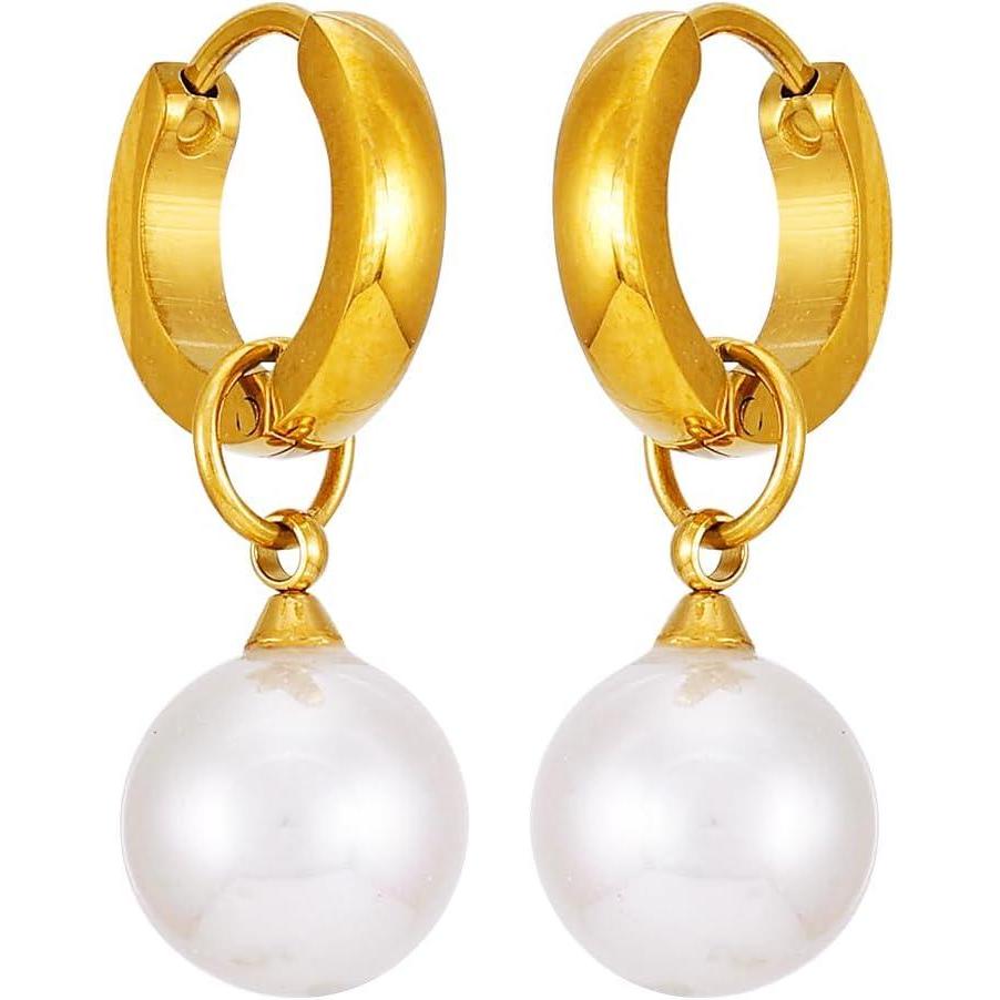 imageLucky Brand Real Gold Plated Imitation Pearl Drop Dangle Earrings