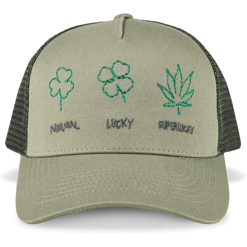 imageLucky Brand Trucker Hat  Snapback  Adjustable  Mesh Back  Baseball Cap  Golf  Fishing  American HeritageSuper Lucky Trucker  Moss