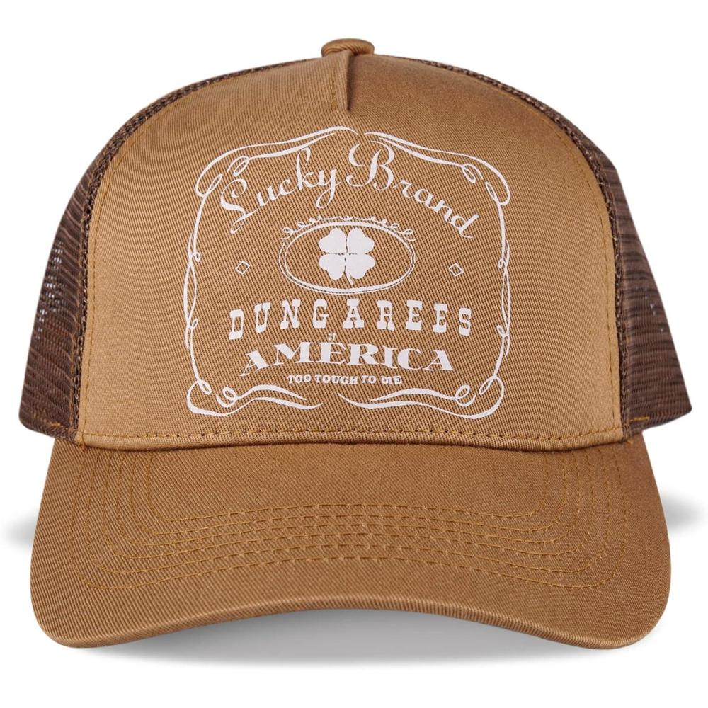 imageLucky Brand Trucker Hat  Snapback  Adjustable  Mesh Back  Baseball Cap  Golf  Fishing  American HeritageVintage Trucker  Toast