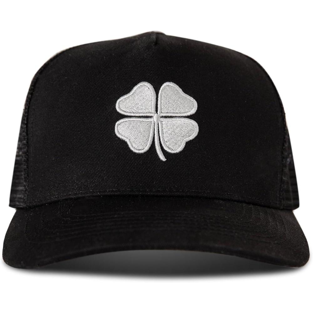 imageLucky Brand Trucker Hat  Snapback  Adjustable  Mesh Back  Retro  Baseball Cap  Golf  Fishing  American Heritage3d Embroidered Clover  Black