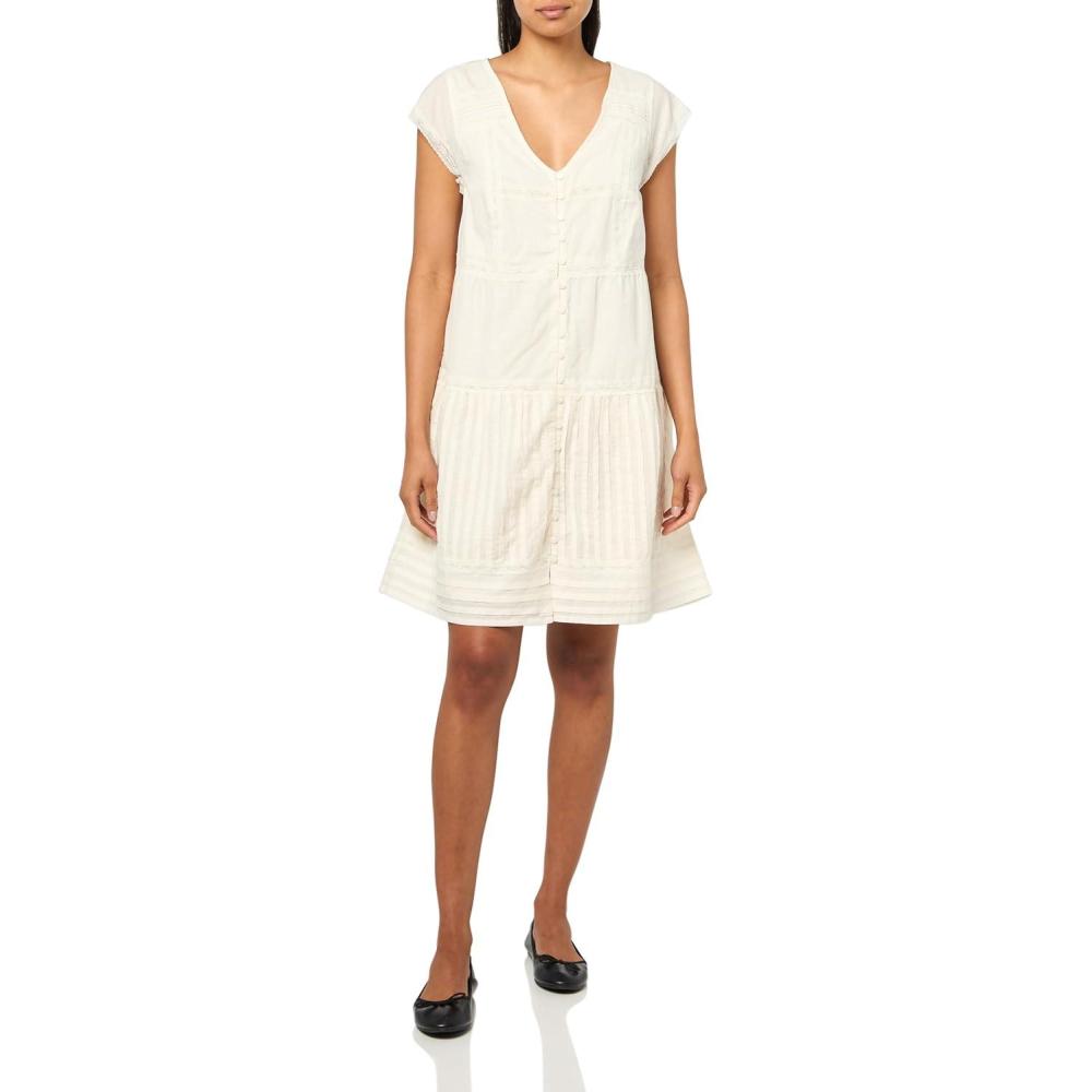 imageLucky Brand Womens Button Front LACE MINI DressWhisper White
