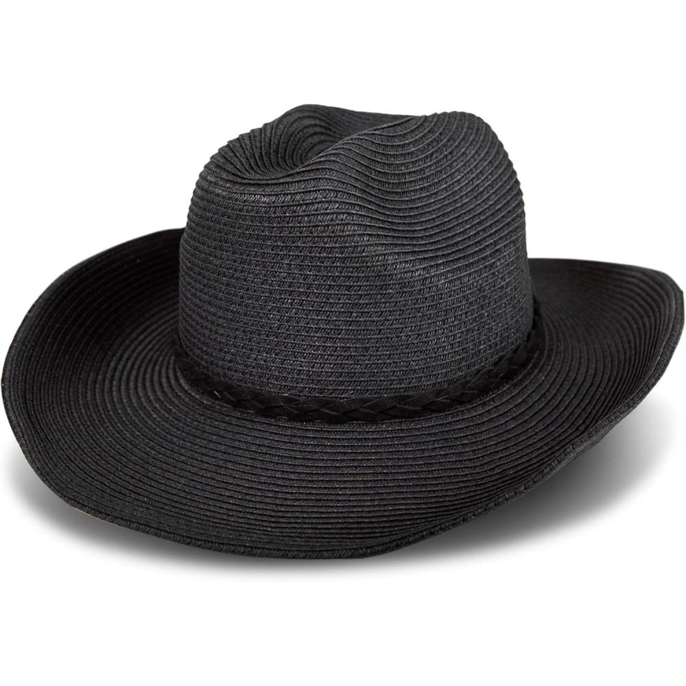 imageLucky Brand Womens Cowboy Hat  Western  Woven  Wide Brim  Adjustable  Breathable  Straw  Sun ProtectionBlack