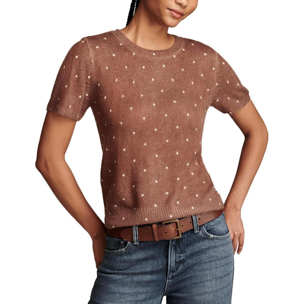 imageLucky Brand Womens Dot Print Sweater TeeMarron Dot