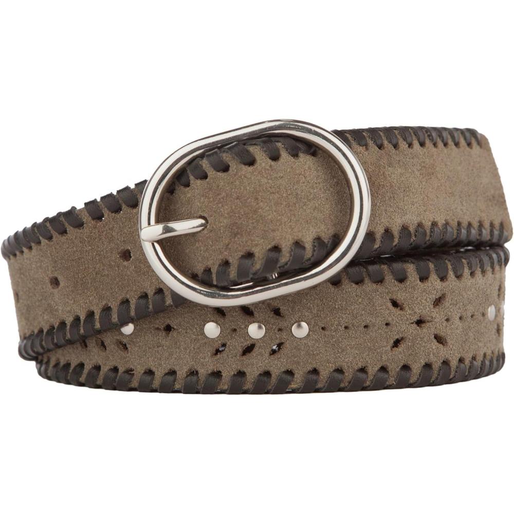 imageLucky Brand Womens Embroidered Leather Belt  Stylish  Classic  WesternInspired  American Heritage  Jean  PantSuede Laced  Olive