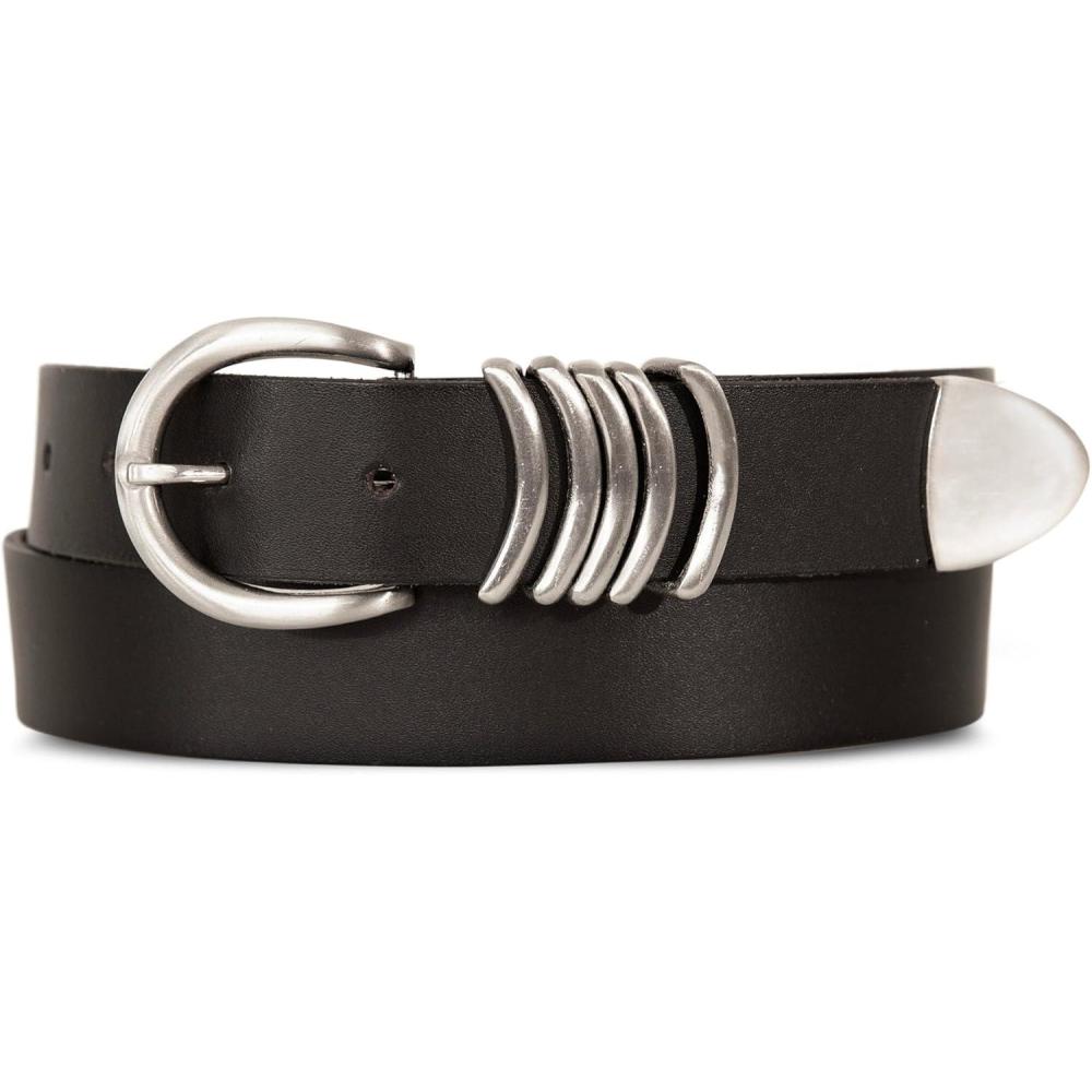 imageLucky Brand Womens Fashion Leather Belt  Stylish  Trend  Classic  Modern  Jean  Pant  Skirt  DressSilver Keeper  Black