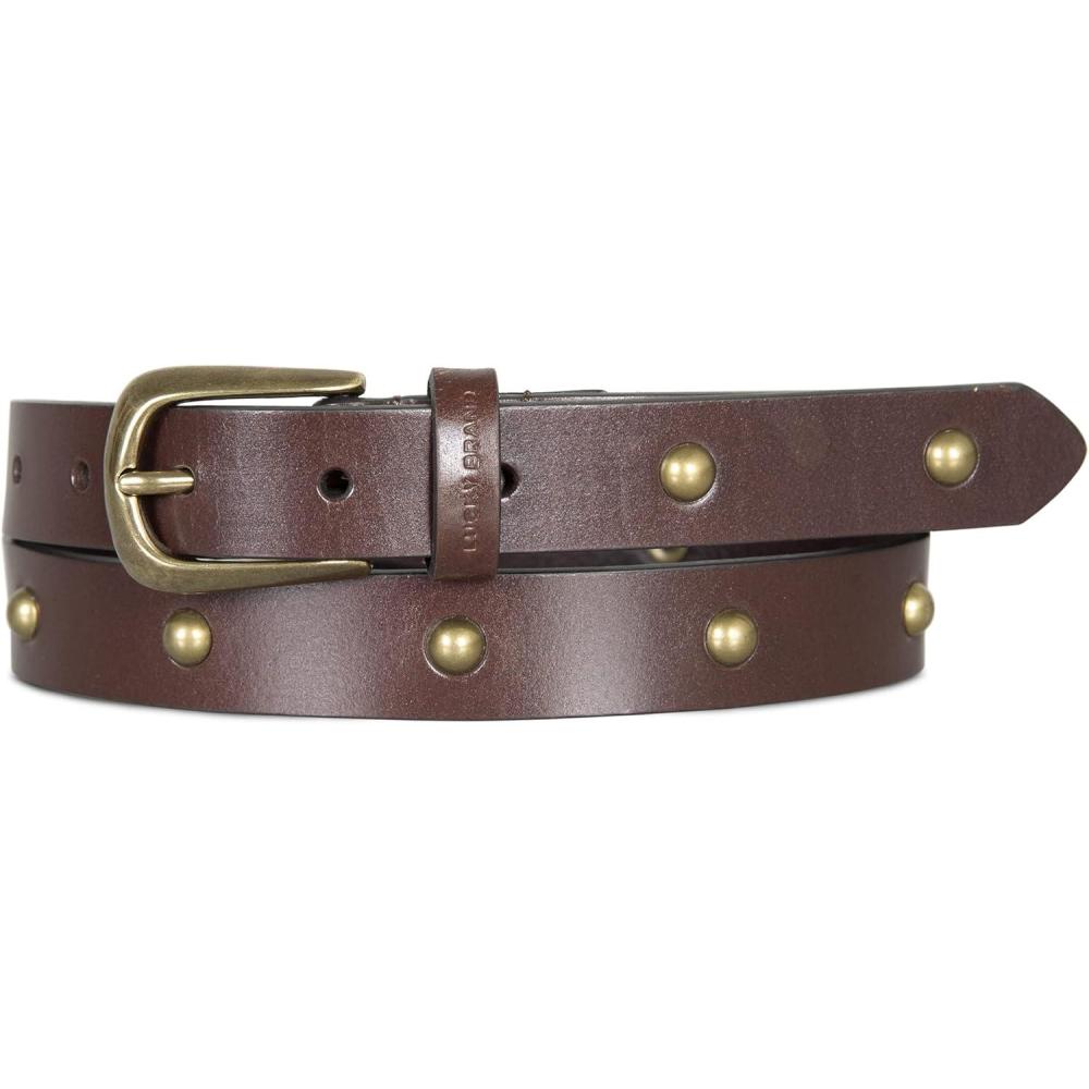 imageLucky Brand Womens Leather Belt  Leather  Trend  Stylish  Classic  Modern  Jeans  Pants  Skirt  DressDomed Studded  Brown