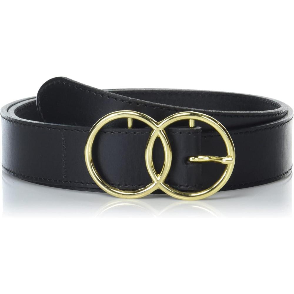 imageLucky Brand Womens Leather Belt  Leather  Trend  Stylish  Classic  Modern  Jeans  Pants  Skirt  DressLeather Double Ring  Black