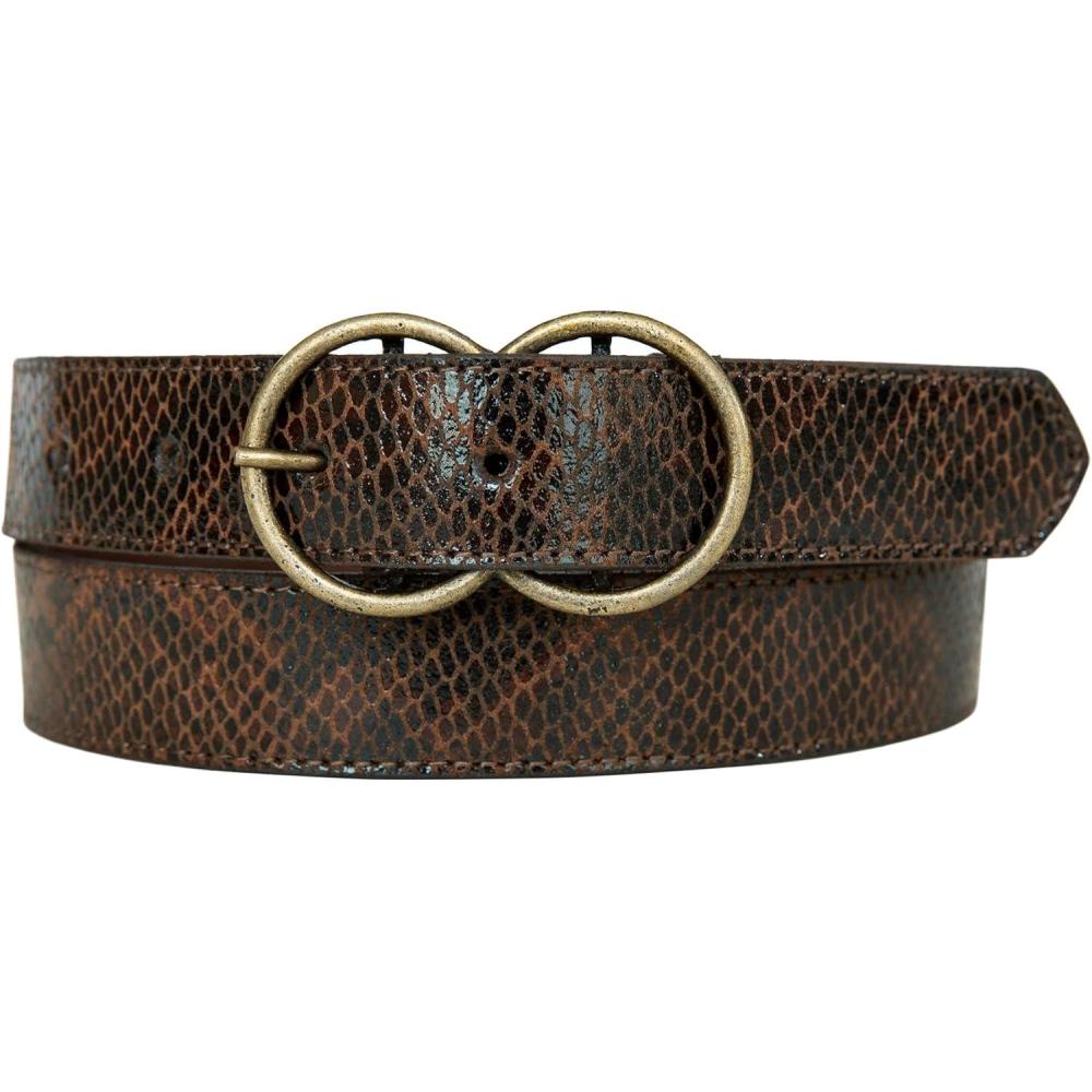 imageLucky Brand Womens Leather Belt  Leather  Trend  Stylish  Classic  Modern  Jeans  Pants  Skirt  DressSnakeskin Double Ring  Brown