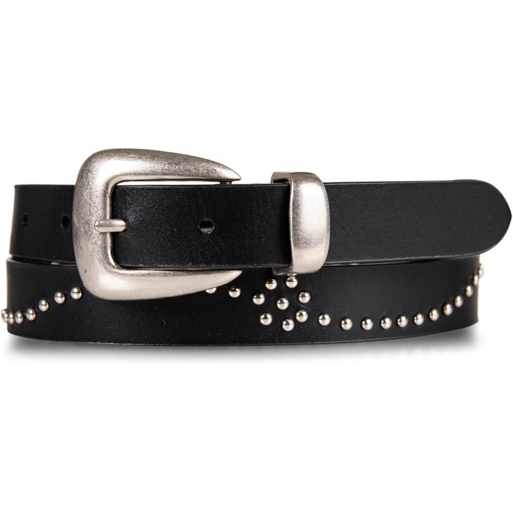 imageLucky Brand Womens Leather Belt  Leather  Trend  Stylish  Classic  Modern  Jeans  Pants  Skirt  DressStudded Leather  Black