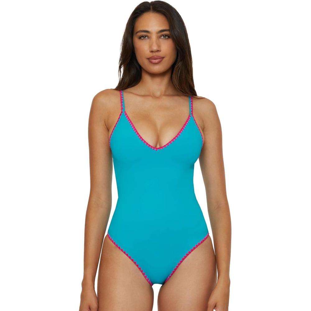 imageLucky Brand Womens Marbella One Piece Swimsuit Adjustable Bathing SuitsOcean
