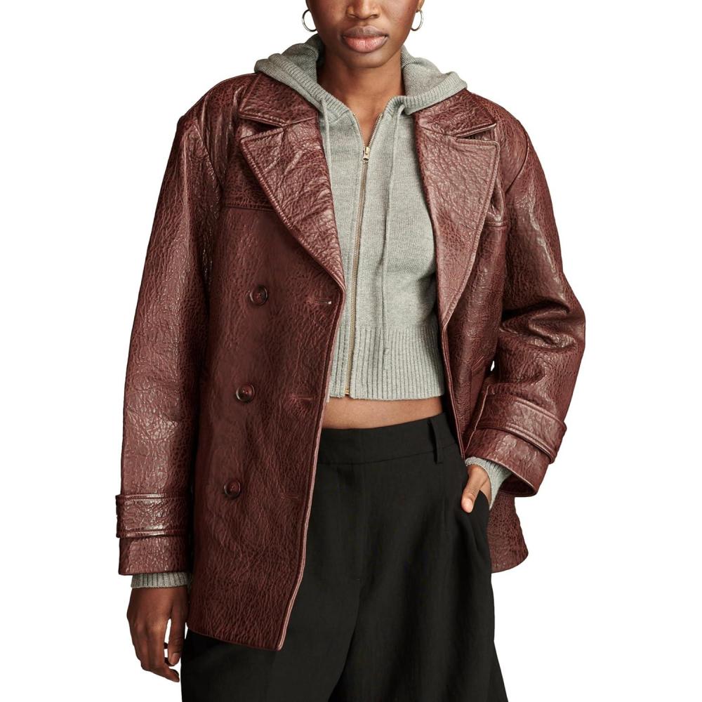 imageLucky Brand Womens Marla Leather Pebble TrenchBurgundy