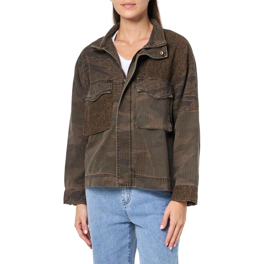 imageLucky Brand Womens Patchwork Camo Cropped JacketCamo Print Mix