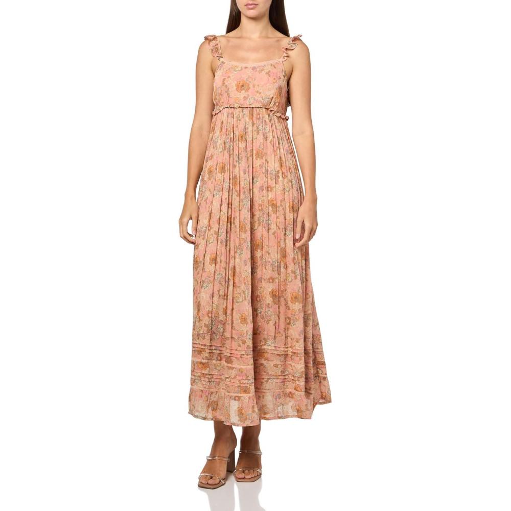 imageLucky Brand Womens Printed Ruffle Sleeve Midi DressPink Floral