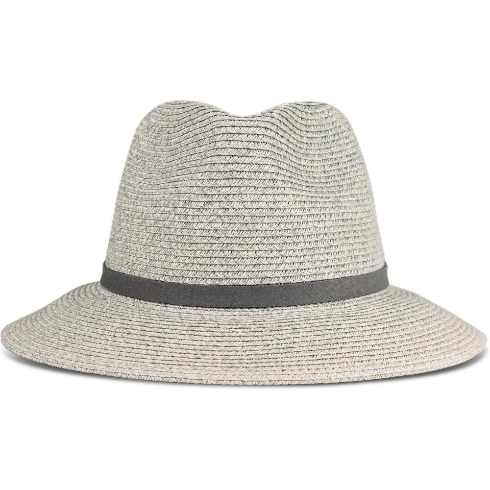 imageLucky Brand Womens Summer Straw Wide Brim Boater Panama Adjustable Hat One Size Fits MostLeather Tie  Gray