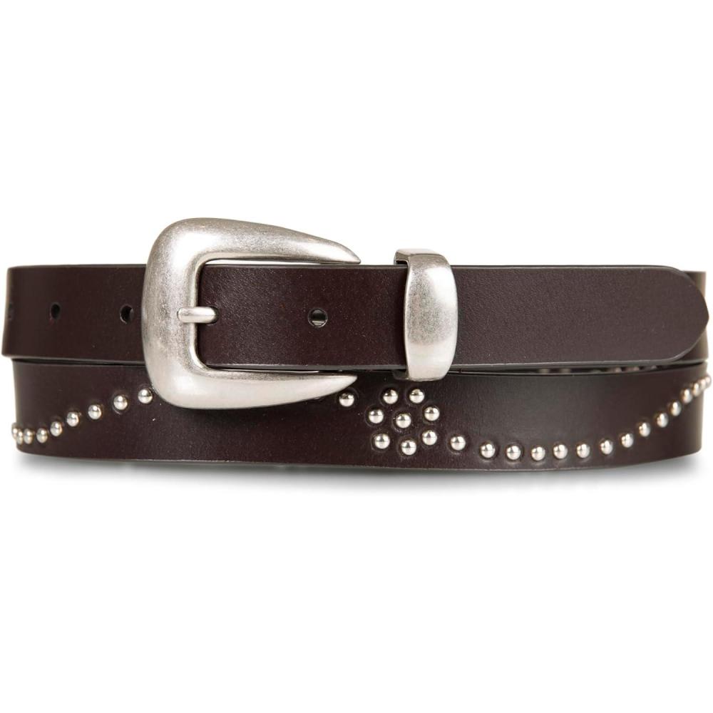 imageLucky Brand Womens WesternInspired Leather Belt  Classic  American Heritage  Casual  Vintage  CowboyStudded Leather  Brown