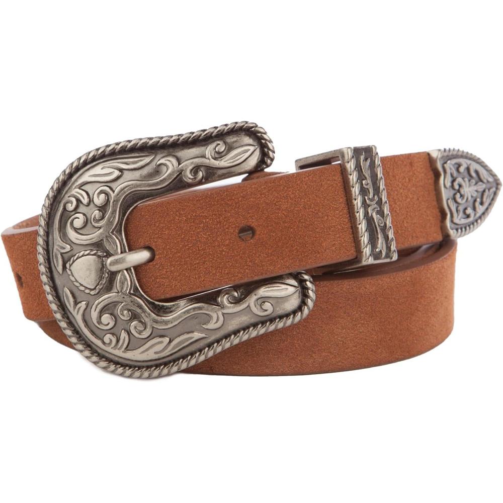 imageLucky Brand Womens WesternInspired Leather Belt  Classic  American Heritage  Casual  Vintage  CowboySuede Western  Tan