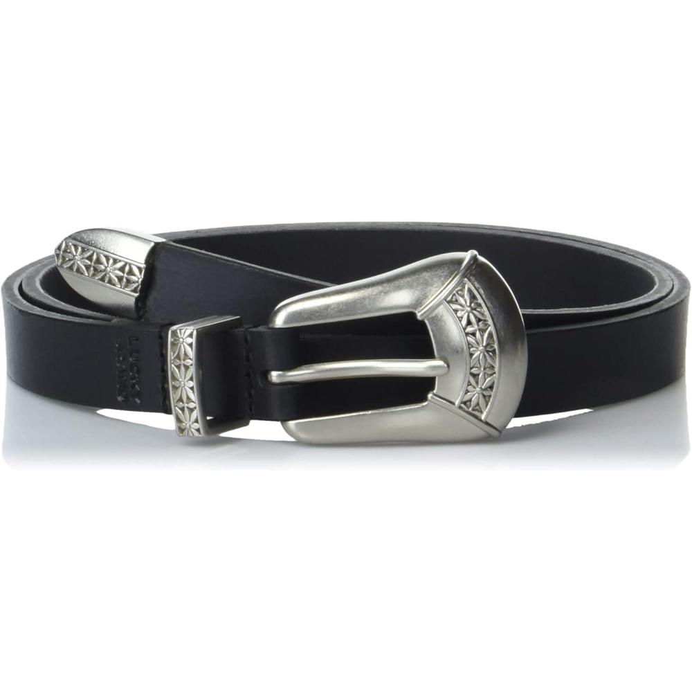 imageLucky Brand Womens WesternInspired Leather Belt  Classic  American Heritage  Casual  Vintage  CowboyWestern Buckle  Black