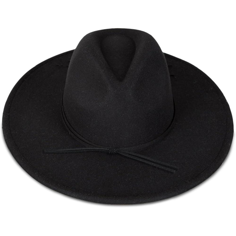 imageLucky Brand Womens Wool Felt Fabric Wide Brim Ranger Boater Adjustable Hat One Size Fits MostRanger  Black