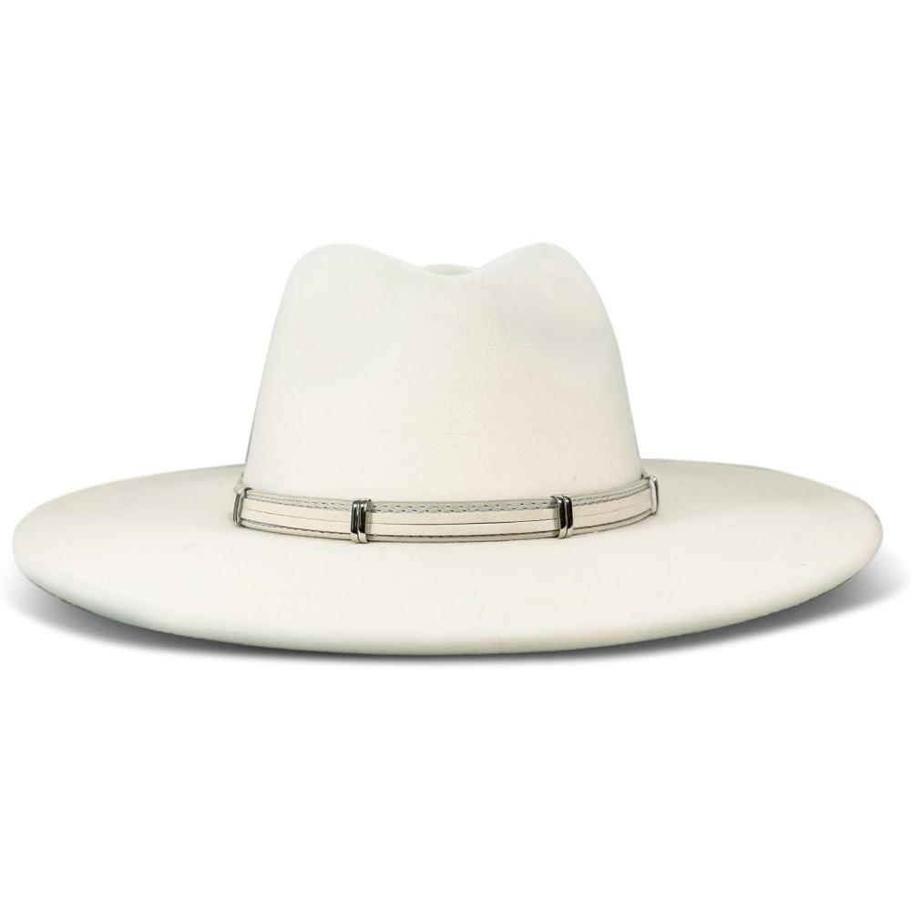 imageLucky Brand Womens Wool Felt Fabric Wide Brim Ranger Boater Adjustable Hat One Size Fits MostWide Brim Ranger  Cream