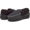 Lucky Brand Boy’s Faux Wool A-line House Shoes for Kids, Memory Foam Slippers(Black/Black)