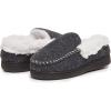 Lucky Brand Boy’s Faux Wool A-line House Shoes for Kids, Memory Foam Slippers(Black/White)