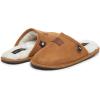 Lucky Brand Boy’s Micro-Suede Scuff Slippers, Kids House Shoes with Plush Lining(Tan)