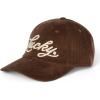 Lucky Brand Classic Cotton Hat | Adjustable | Dad Hat | Baseball Cap | Golf | Fishing | Low Profile | 5 Panel Design(Script Corduroy – Brown)