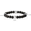 Lucky Brand Clover and Black Onyx Bead Bracelet for Men, Silver Flash-Plated Brass Black Beaded Bracelet, Stretch Bracelet