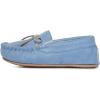 Lucky Brand Girls Plush Glitter Bow Moccasin Slippers, Rubber Sole Indoor Outdoor House Shoes, Kids Bedroom Slipper Moccasins(Denim)