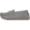 Lucky Brand Girls Plush Glitter Bow Moccasin Slippers, Rubber Sole Indoor Outdoor House Shoes, Kids Bedroom Slipper Moccasins(Grey)