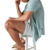 Lucky Brand Men’s 7″ Pull Up Linen Short(Blue Stripe)
