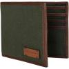 Lucky Brand Men’s Bifold Wallet | ID Window | Card Slots | Genuine Leather | Organization | Durable | Stylish(Canvas/Leather – Olive)