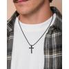 Lucky Brand Mens Black Cross Pendant Necklace, 22″” Black Onyx-Plated Cross Necklace for Men, Cross Jewelry