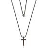 Lucky Brand Mens Black Cross Pendant Necklace, 22″” Black Onyx-Plated Cross Necklace for Men, Cross Jewelry
