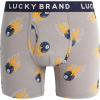 Lucky Brand Men’s Boxer Briefs – 3 Pack Soft Stretch Casual Men’s Underwear with Functional Fly Pouch Boxers (S-2XL)(Heather Grey/Print/Navy)
