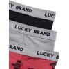 Lucky Brand Men’s Boxer Briefs – 3 Pack Soft Stretch Casual Men’s Underwear with Functional Fly Pouch Boxers (S-2XL)(Jet Black/Red Print/Grey Heather)