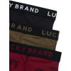 Lucky Brand Men’s Boxer Briefs – 3 Pack Soft Stretch Casual Men’s Underwear with Functional Fly Pouch Boxers (S-2XL)(Jet Black/Tibetan Red Print/Dark Olive Heather)