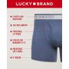 Lucky Brand Men’s Boxer Briefs – 3 Pack Soft Stretch Casual Men’s Underwear with Functional Fly Pouch Boxers (S-2XL)(Total Eclipse/Mood Indigo Print/Reef Waters)