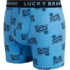 Lucky Brand Mens Boxer Briefs – 4 Pack Sport Soft Boxers for Men with No Fly Pouch – Performance Mens Underwear Boxer Briefs(Black/Blue/Azure Blue Print/Black)